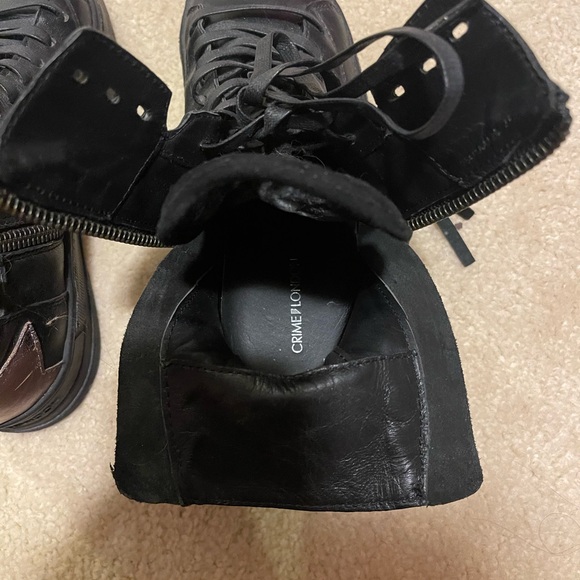 NWOT Crime London Black Leather Moto Boot with Stars on back - Picture 12 of 13